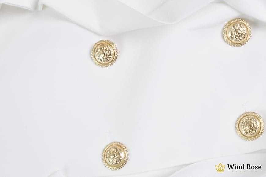 Sukienka / marynarka NOIX biała złote guziki + falbanki r. 36