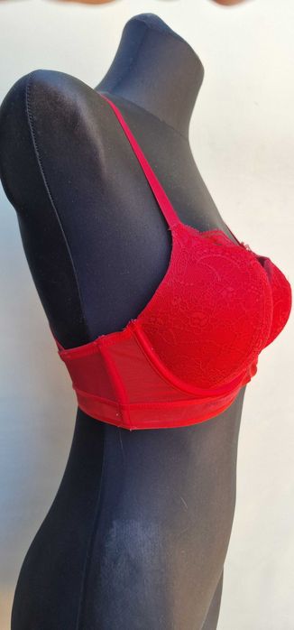 Seksowny czerwony stanik push up ponętny 85 B