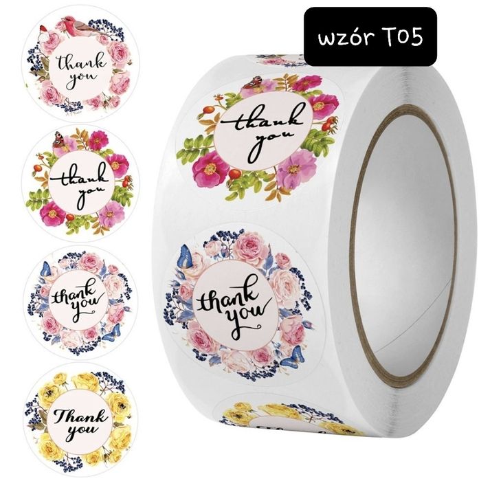 NAKLEJKI ozdobne samoprzylep. THANK YOU 2,5cm 10+1