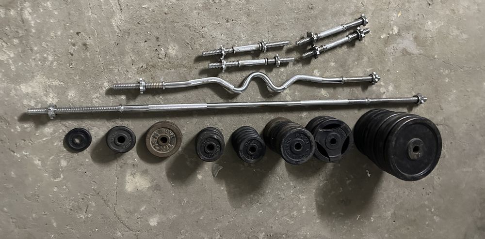 Siłownia obciążenia 143kg + sprzęt