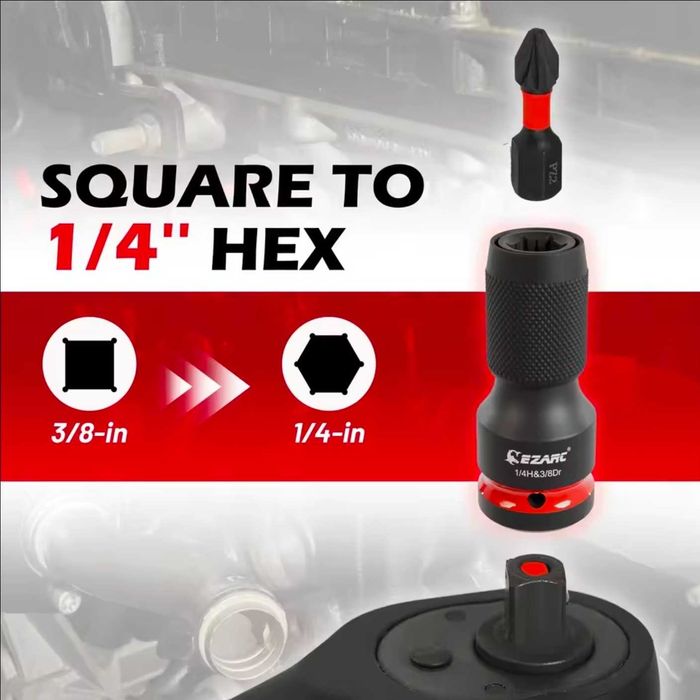 Zestaw adapterów udarowych EZARC 1/4", 3/8", 1/2" z szybką wymianą