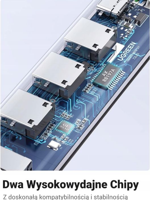 Ungreen Hub USB 3 USB 3.0 1 USB-C 1 Ethernet RJ-45 Gigabit 5w1