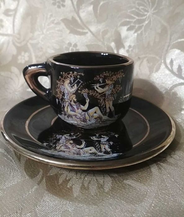 Чашка с блюдцем, ручная работа, 24 карата золота, тм  Inias, Греция