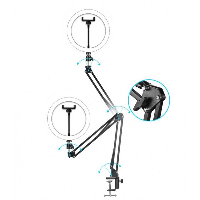 Настільна кільцева лампа 26см 12вт на пантографі.