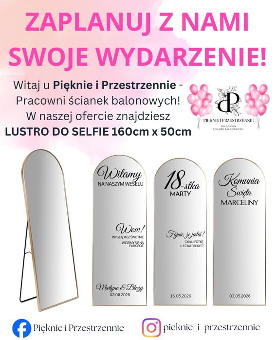 Lustro z personalizowanymi naklejkami
