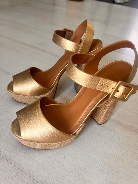 Sandały złote plecione Kazar 39