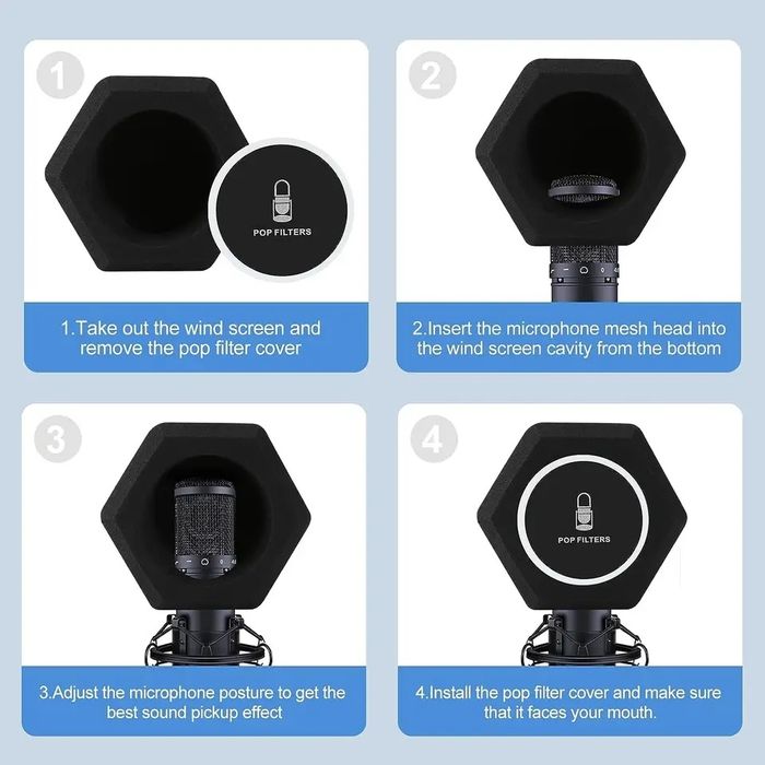 Pop filtr mikrofonu, pianka pochłaniająca dźwięk