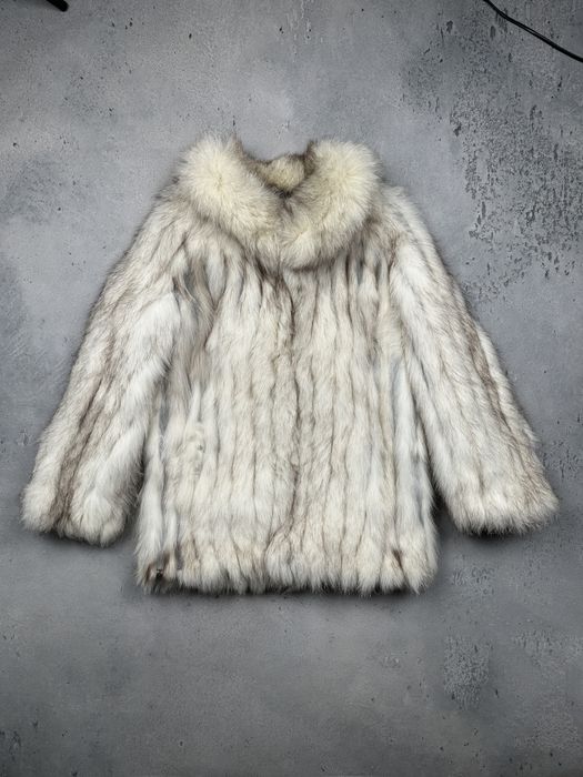 Ekskluzywne naturalne futro z lisa SAGA FOX natural fox fur S 36 vintage kremowe