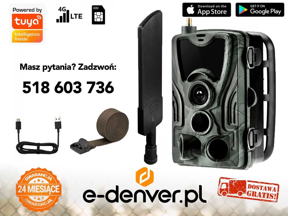 Fotopułapka LTE 4G GSM 4G Denver WCL-8040 SIM KAMERA LEŚNA 2K podgląd