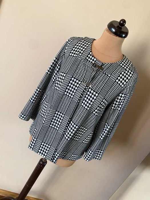 kurtka lekki cienki płaszcz zakiet kratka szary xl +size 42 44