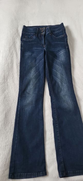 Sexy Modelujące jeansy push up wysoka talia bootcut flare dzwony 36 s 34 xs y2k