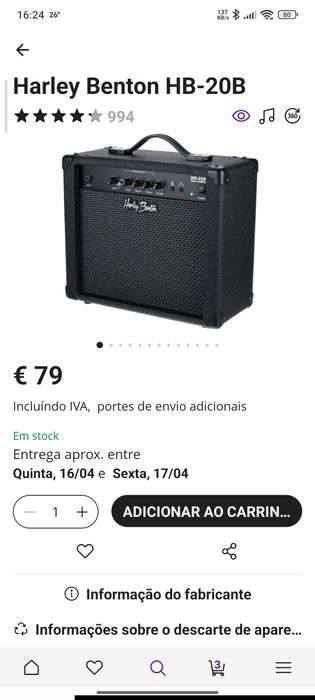 Amplificador para Baixo, Harley Benton HB20b