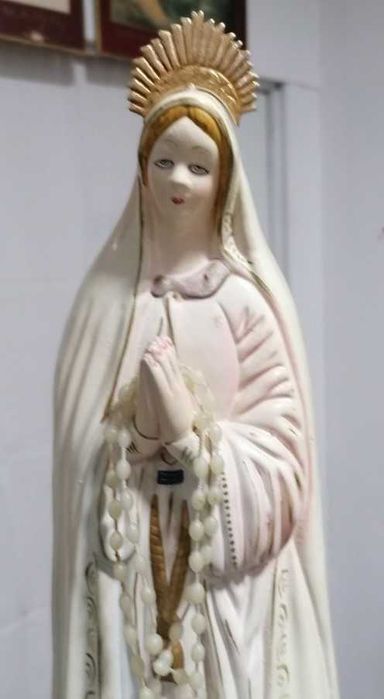 Escultura Nossa Senhora Rosário Fátima em terracota