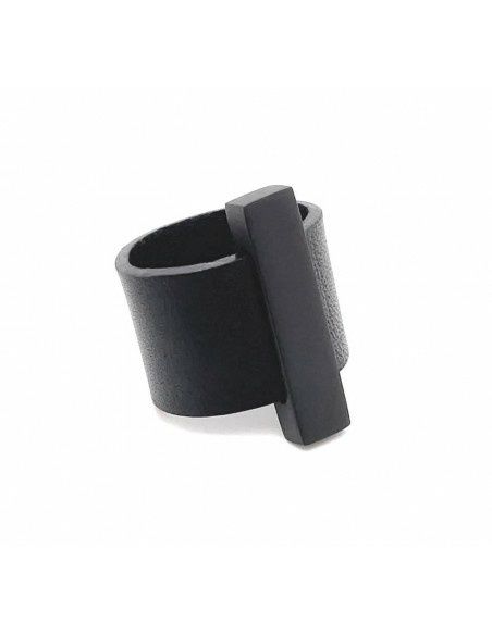 Pierścionek skóra+stal