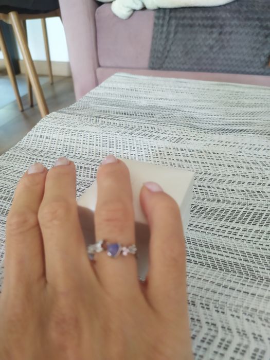 Pierścionek niebieski pleciony kwiaty delikatny NOWY regulowany