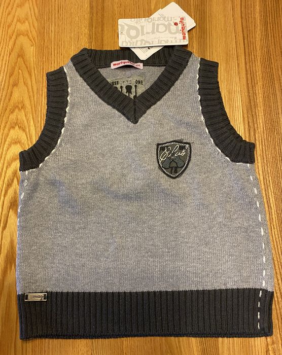 Kamizelka dzianinowa bezrękawnik 104 cm Mariquita nowy szary