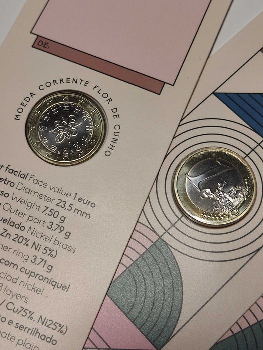 Moeda Comemorativa 1 euro Portugal 2022 FDC (Esgotada INCM)