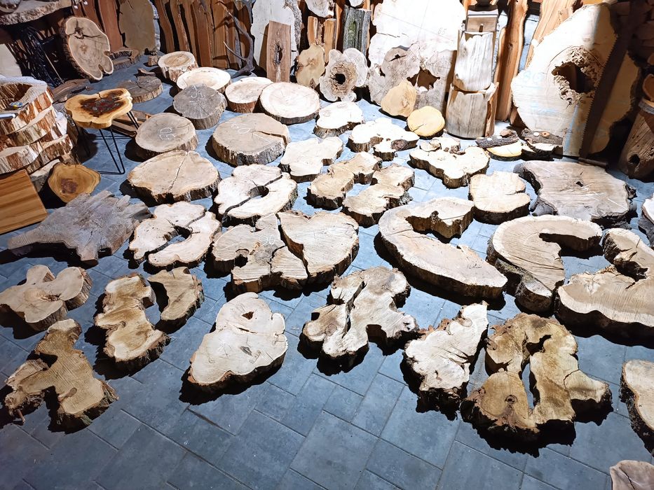 Plastry Plaster wierzba stolik lustro drewno drzewo loft vintage retro