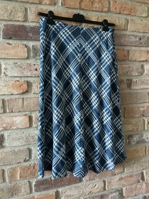 Rozkloszowana trapez spódnica w kratkę Boho scandi slow