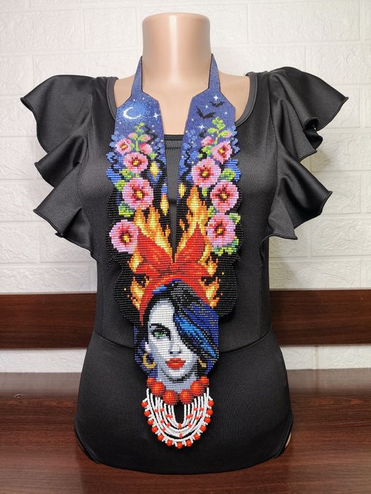 Гердан з бісеру ручної роботи Намисто Етно прикраса Кольє