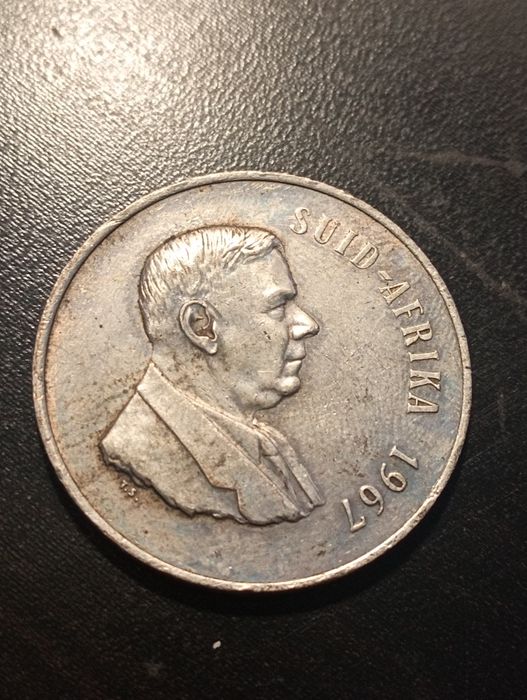 1 rand - 1º aniversário -em africâner Africa do Sul 1967 Prata	Soberba*