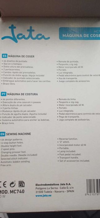 Máquina de costura Jata Seléction 740 [NOVA]