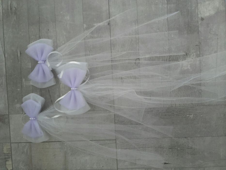 Tiulowe kokardy dekoracyjne na ślub i wesele, różne kolory i wielkości