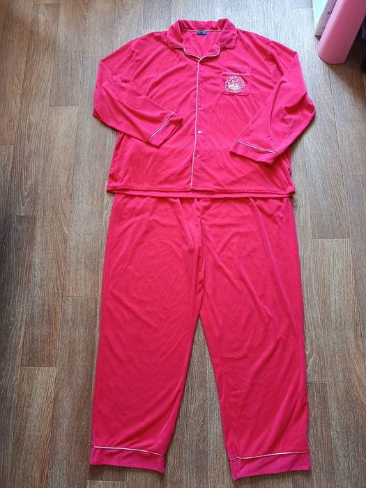 Червоний велюровий домашній костюм,піжама, великий розмір