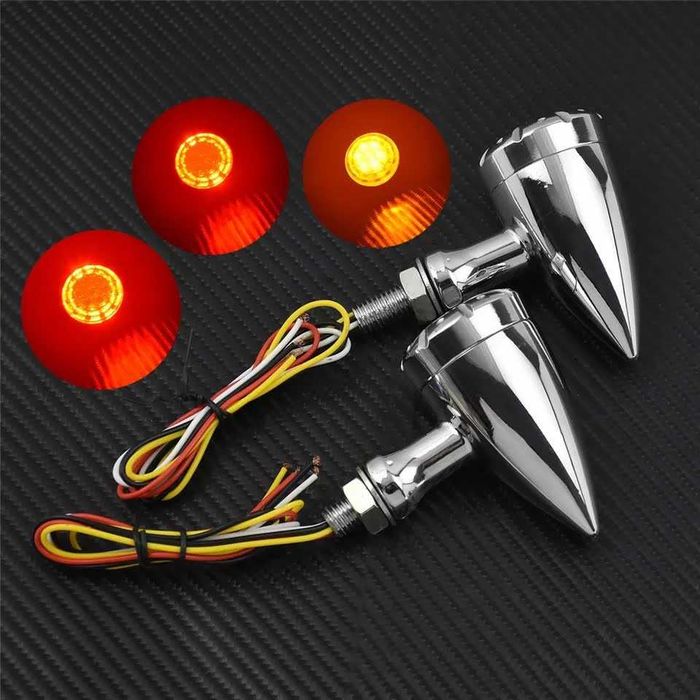 Par de Piscas LED c/ sinal de Travão metal cafe racer
