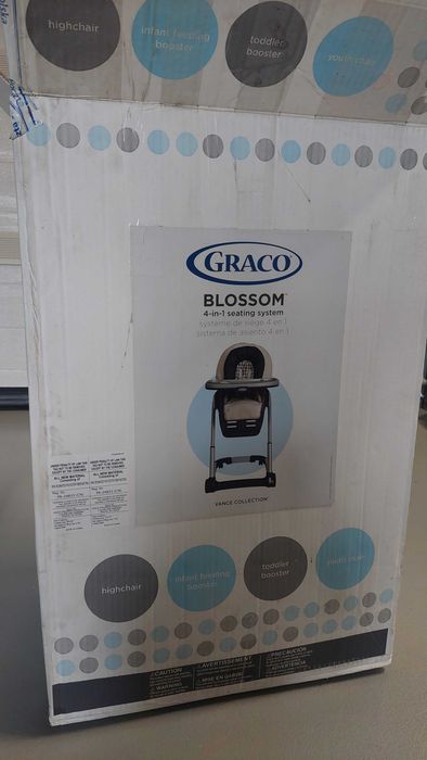 Krzesełko do karmienia Premium Graco Blossom 4-in-1 (Vance) - STAN IDEALNY + GRATIS Chodzik Grający Playskool