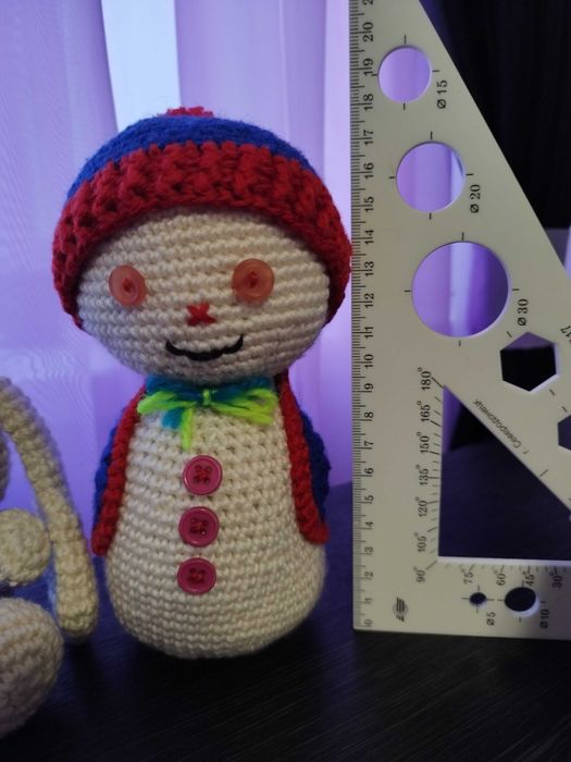 Набор Вязанные игрушки (снеговик, зайчик, яблоко)