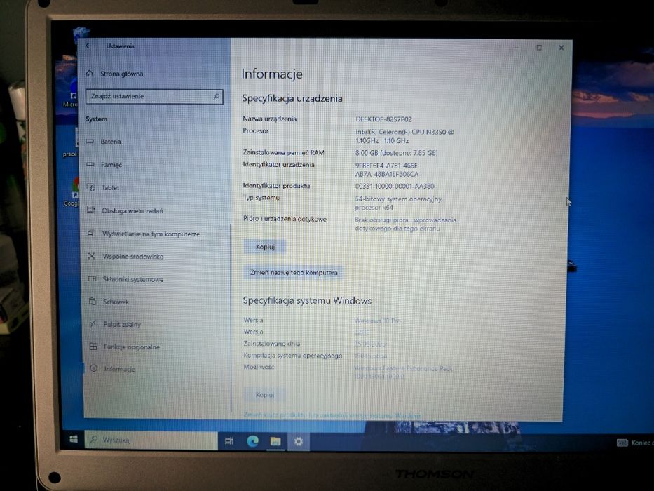 Laptop Thomson 8gb ram 250gb dysk