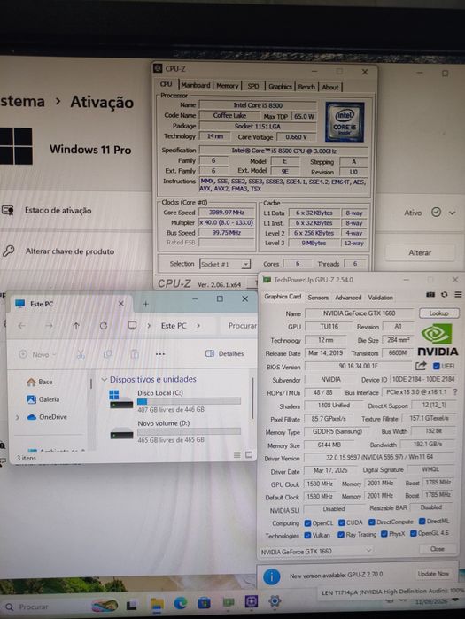 PC Gamer  i5 8500 4,1GHz (6Cores)  GTX 1660 6gb+16gb+ 980gb SSD/H