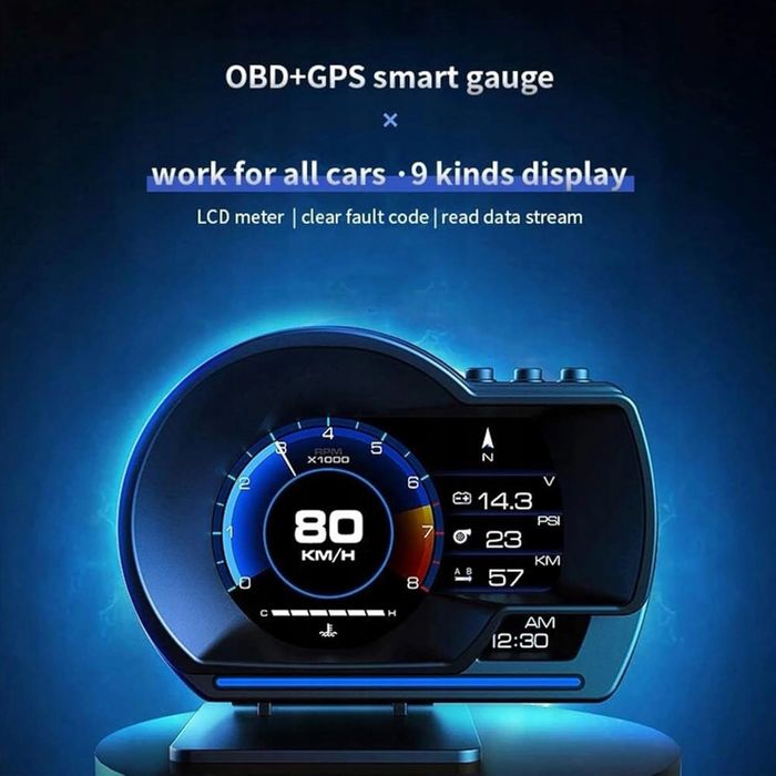 Wyświetlacz przezierny OBD2 + GPS, Cyfrowy prędkościomierz KMH i MPH