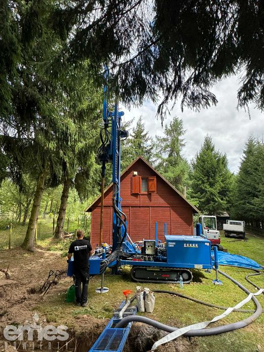 Odwierty pod studnie głębinowe i pompy ciepła, wiercenie