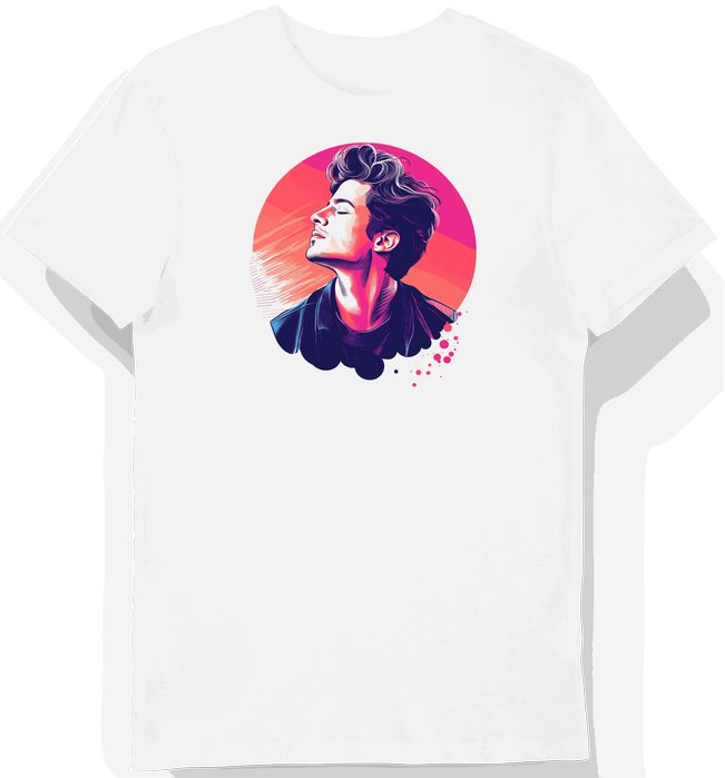 Koszulka męska biała z grafikiem Charlie Puth L