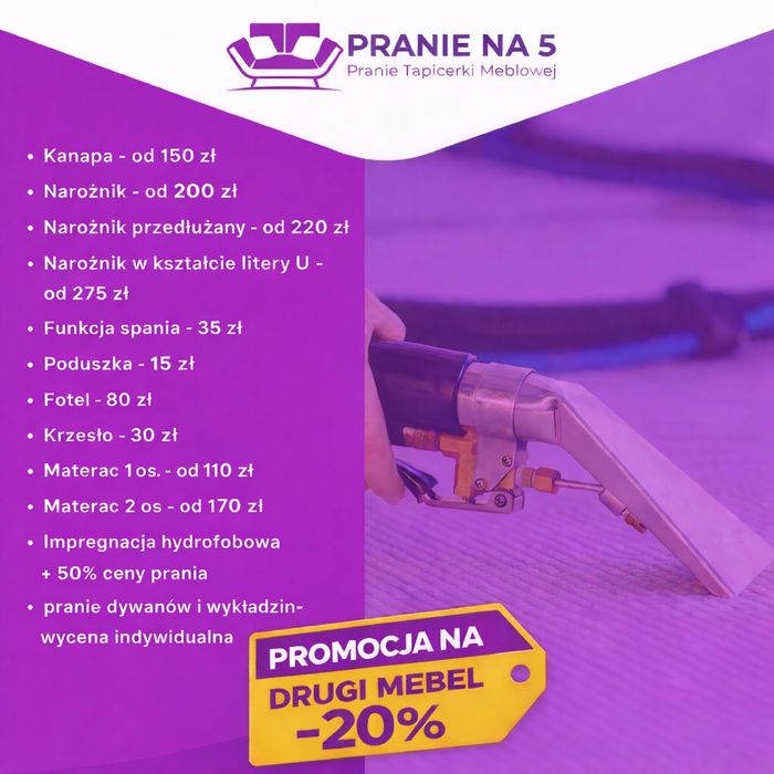 PRANIE NA 5 Pranie tapicerki meblowej
