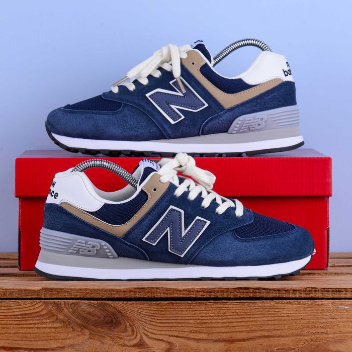 (2375) Акція! 05 Кросівки New Balance 574 сині на білій підошві (41-45) нб NB ню беленс