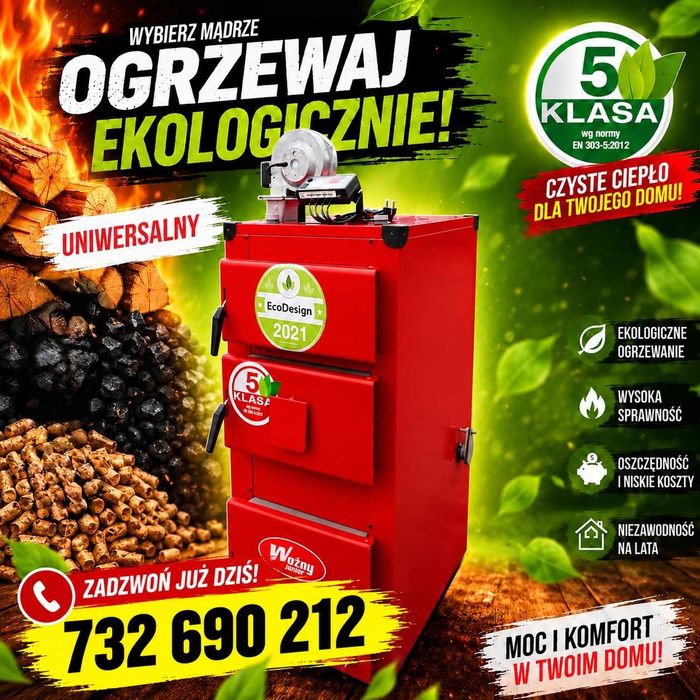 kocioł piec 5 KLASA 18KW 110m-180m2 UNI dostawa 0zł węgiel!GRATISY!