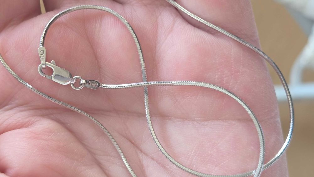 Srebrny łańcuszek włoski, żmijka 40cm