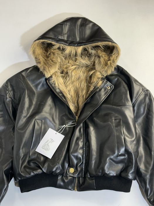 ДВОХСТОРОННИЙ дутый бомбер меховый шуба кожаный куртка курточка opium