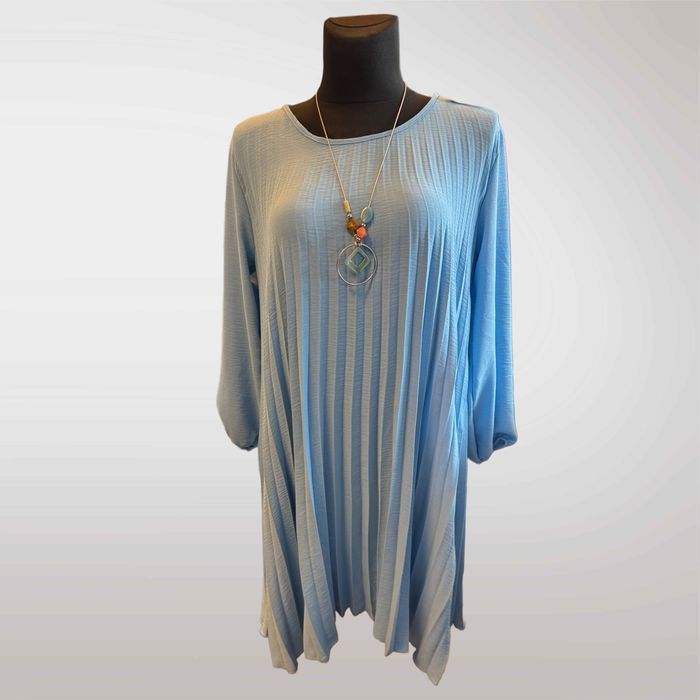 DUŻA! Sukienka Damska Plisowana Błękitny