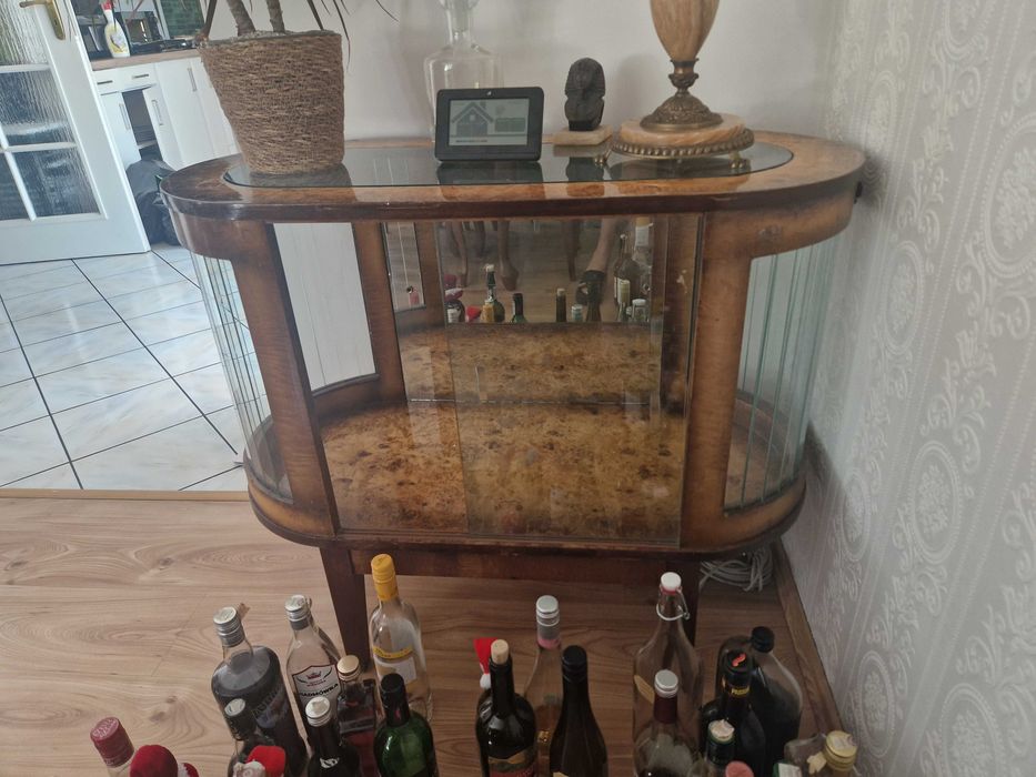 Barem PRL szklany komoda stan idealny