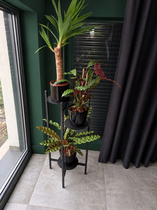 Kwietnik stojący 3 półki czarny metalowy loft industrialny