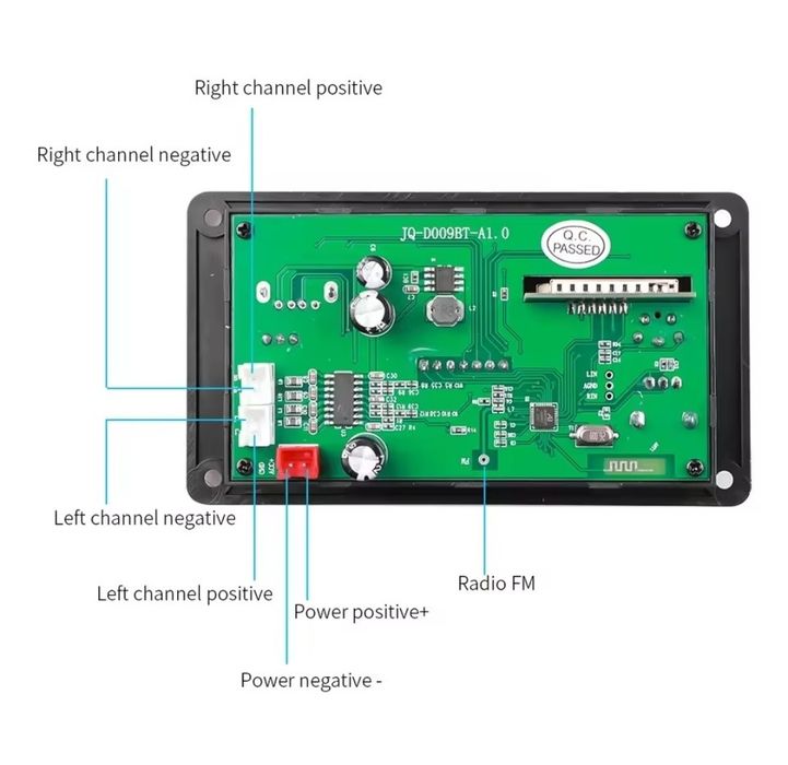 Bluetooth MP3 модуль-декодер JQ-D009BT-A1.0 з підсилювачем 2×40 Вт (80 Вт) DC 5V-26V
