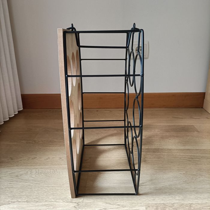 Garrafeira Madeira e Metal p/ 8 Garrafas