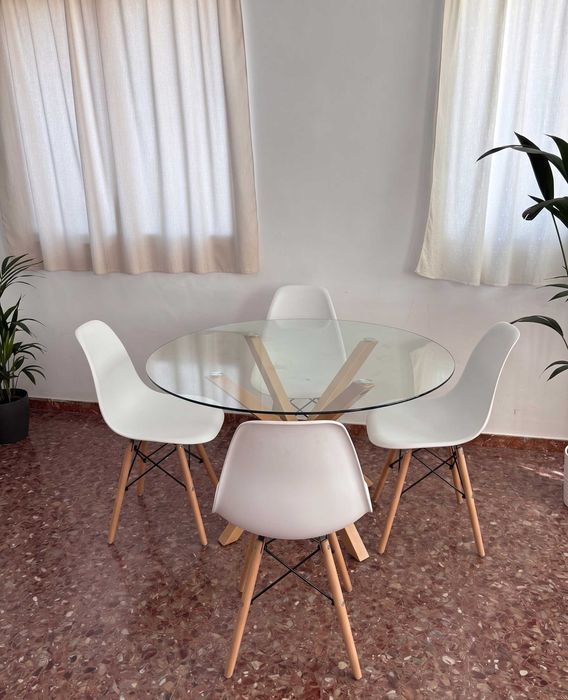 Mesa novo con 4 cadeiras branco - envio gratis