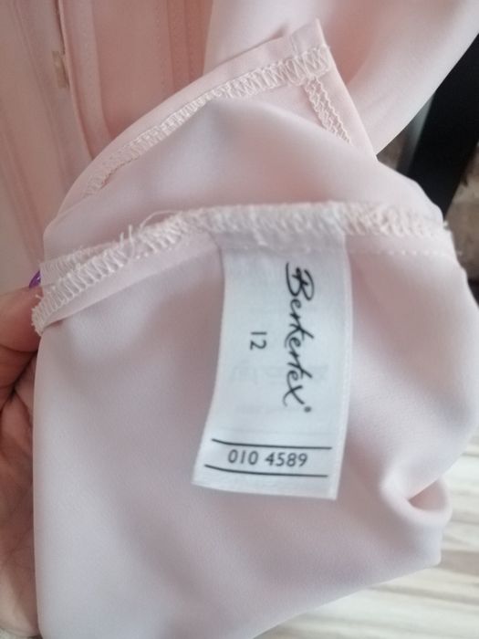 Elegancka pudrowa bluzka koszulowa damska Berkertex L