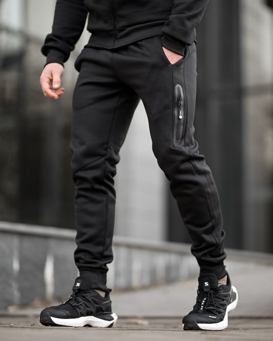 чоловічий спортивний костюм чорний/комплект кофта штани чорні