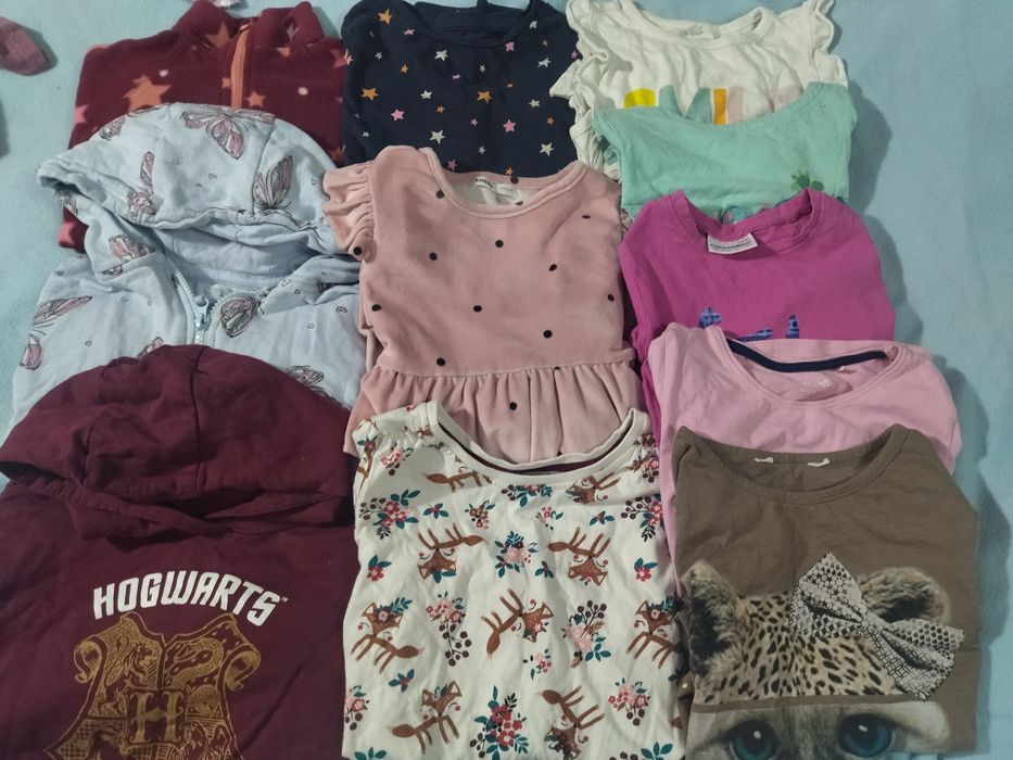 Paczka 110-116 koszulki bluzy sukienki dziewczynka